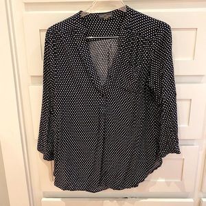 Market & Spruce navy blue and white polka dot blouse (large)